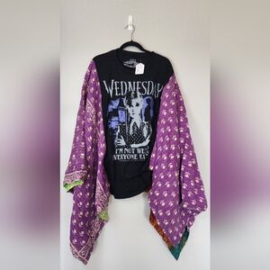 Wednesday Addams Upcycled Kantha Tee Freesize Up To 3X